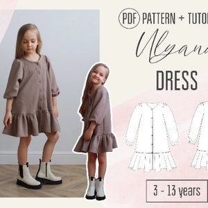 Dress "Ulyana" PDF Sewing Pattern (sizes for 6 months to 16 years) / Girls Patterns / Toddler dress / sewing tutorial by Milkyclouds