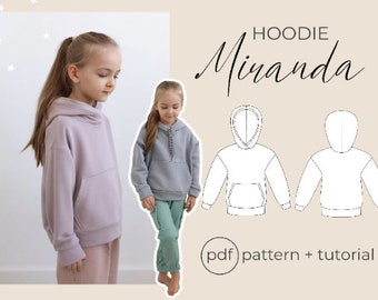 Hoodie "Miranda" PDF Sewing Pattern (sizes for 6 months to 16 years) / Girls patterns / Boys patterns / sewing tutorial by Milkyclouds