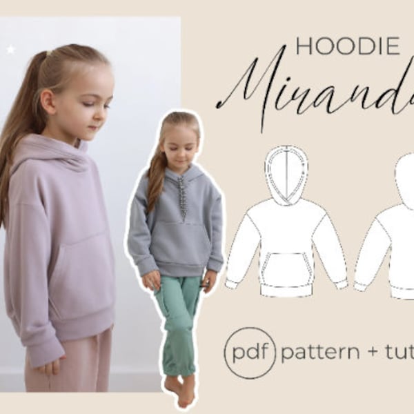 Hoodie "Miranda" PDF Schnittmuster (Größen für 6 Monate bis 16 Jahre) / Mädchen Muster / Jungen Muster / Nähanleitung von Milkyclouds