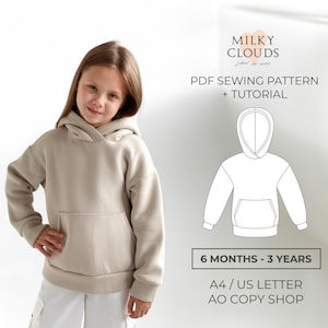HOODIE Miranda PDF Sewing Pattern / SIZES 6 months  to 3 years / Girls patterns / Boys patterns / sewing tutorial by Milkyclouds