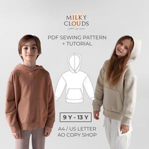 HOODIE Miranda PDF Sewing Pattern / SIZES 9  to 14 years / Girls patterns / Boys patterns / sewing tutorial by Milkyclouds