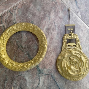Rare Antique Set Of Bronze Pendulum & Bezel Surround For French Wooden Portico Column Clock - mid.19c.