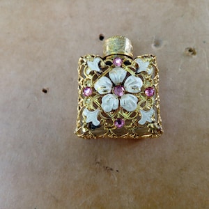 Vintage Art Deco Czech Bohemian Glass Jeweled,Gilt Perfume Bottle