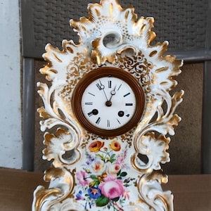 WOW Antique French Sevres type Painted Porcelain Japi&Fils Movement Mantle Clock