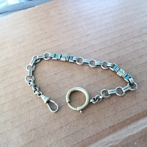 Antique 19 Century Crome-Nickel /Enamel pocket watch Chain