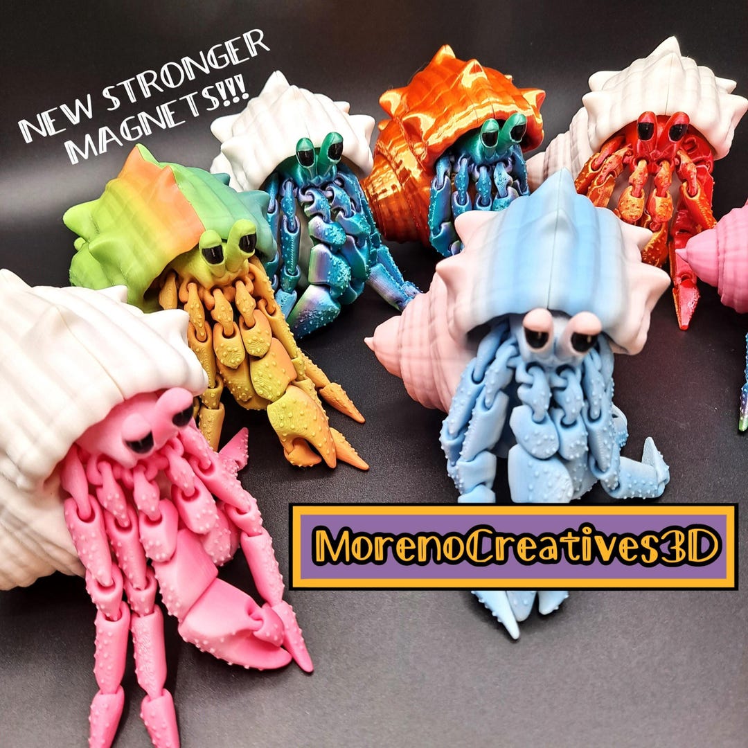 3D Printed Flexi Hermit Crab OR Removable Shell - Etsy
