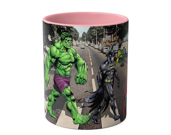 Tazze da caffè bicolore Supereroi, 11 once