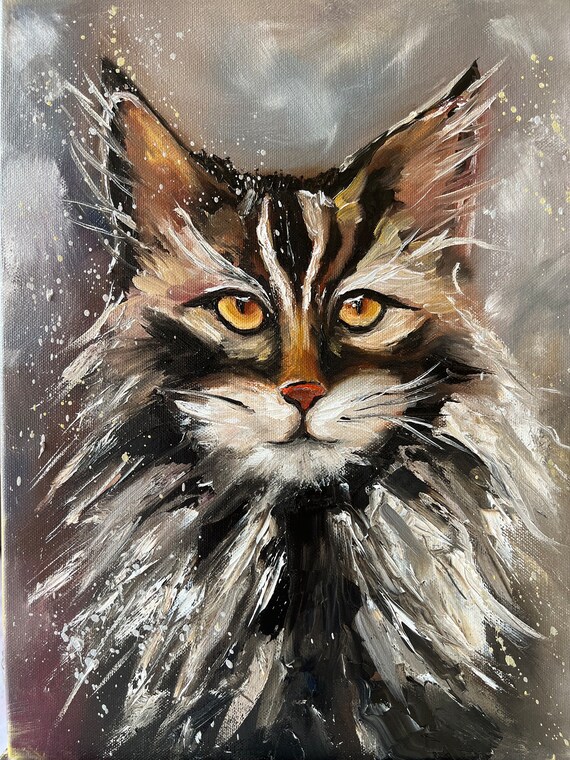 Cat oil painting discount