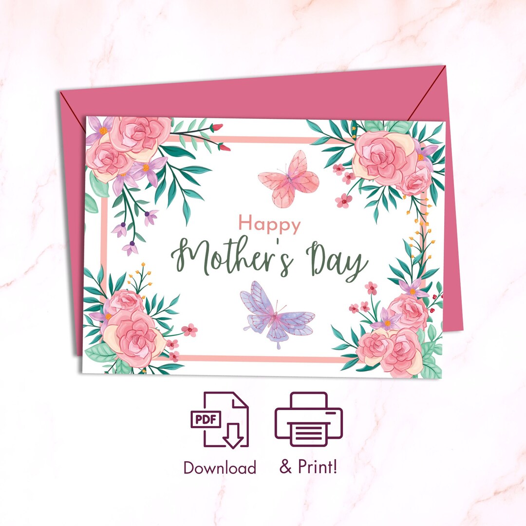 Floral Mother's Day Card Printable, Mothers Day Card for Friend, First ...