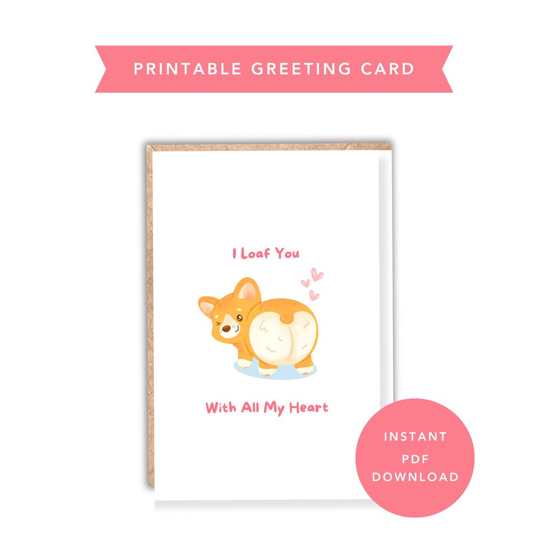Funny Corgi Valentine's Day Card, Dog Valentine, Valentine Printable ...