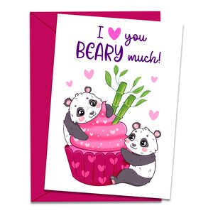 Tarjetas de San Valentín Panda, Tarjeta de San Valentín imprimible para niños, Tarjeta de felicitación Panda de San Valentín, Descarga digital, Tarjeta de San Valentín para amigos