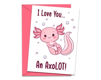 Axolotl Valentine Cards, Valentines for Friend, Instant Download, Classroom Valentine Cards, Cute Valentine Cards, DIY Valentine's