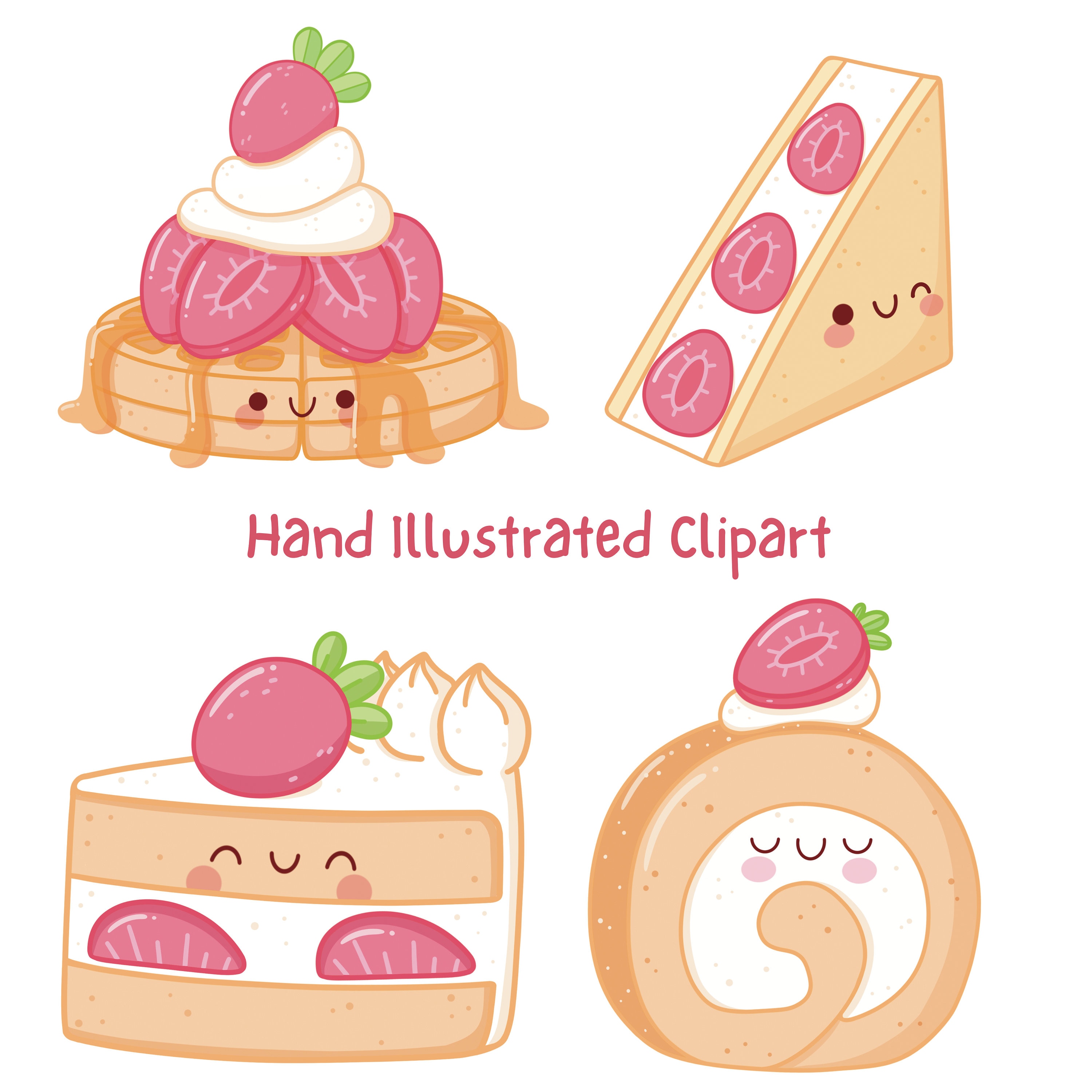 Strawberry Dessert Clipart, PNG, SVG, Kawaii Vector Art, Kawaii Clipart ...