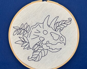 Triceratops Skull Embroidery Template