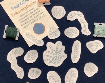 Succulents Stick and Stitch Embroidery Designs
