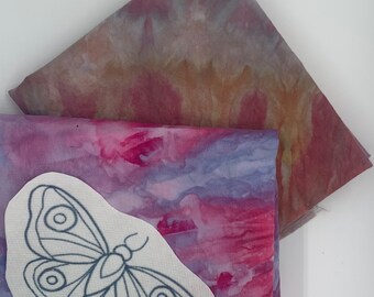Luna Moth Stick and Stitch Design and Hand Dyed Fabric