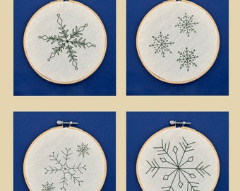 Set of 4 Snowflake Embroidery Templates