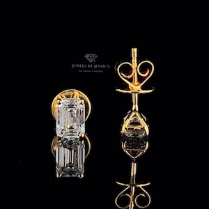 0.50–6.00ctw Emerald Cut Lab Grown Diamond Stud Earrings | IGI-Certified | 14k Gold | Martini Studs