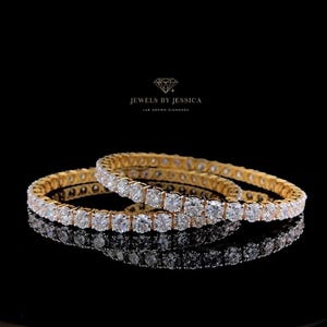 35ctw Lab Grown Diamond Bangle Bracelet | Round Diamond Bangles Pair or Single | Womens Bracelet | 10k 14k 18k Gold | Lab Diamond Jewelry