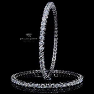 33ctw Lab Grown Diamond Bangles, 18k Gold Round Bracelet Set or Single, Statement Bridal Jewelry, Luxury Anniversary Gift, Stackable Sparkle