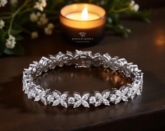 ラボダイヤモンドテニスブレスレット：純金またはプラチナ、8.00