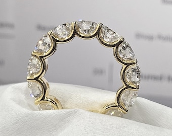 Rund evighetsring med labbodlad diamant, 10,90 karat, 6 mm, U-formad ring i platina eller guld