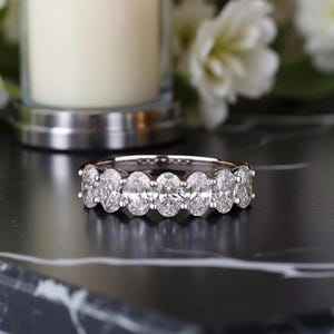 Oval Lab Grown Diamond Eternity Band | Half 3/4 or Full Eternity Ring | Oval Cut Wedding Band for Women & Men | Lab Diamond Anniversary Ring