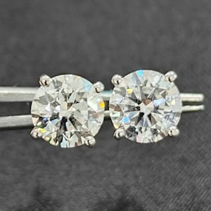 4cttw. Round Cut-Martini Set Lab Grown Diamond Earrings in 14k Gold for Women/Men, Earrings, Studs, CVD Diamonds, Engagement, Anniversary, Solitaire Studs