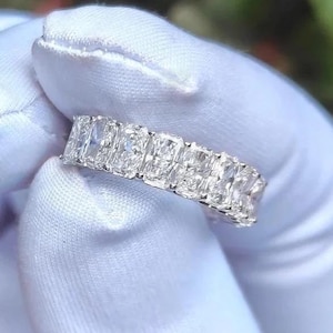 3.85ctw Radiant Lab Grown Diamond Eternity Band U-Prong Ring in 14k Gold | Half 3/4 or Full Eternity | Anniversary Wedding Band Men & Women