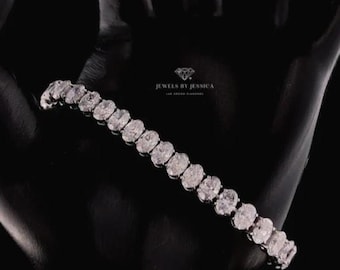 13ctw Oval-Cut Lab-Grown Diamond Tennis Bracelet | Gold or Platinum | Fine Jewelry | Wedding Anniversary Gift