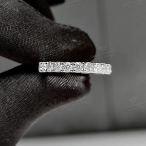 3mm Round Cut Lab Grown Diamond U‑Prong Pavé Eternity Band | Lab Diamond Wedding Band | Anniversary Ring | Stackable Custom Gold Ring