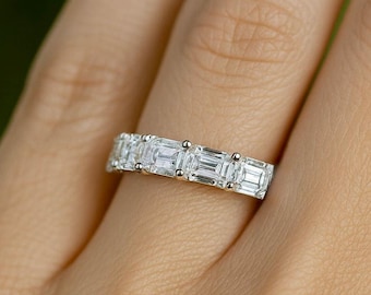 3.00ctw East-West Emerald Cut Lab Diamond Eternity Band | Solid Gold or Platinum Wedding Ring