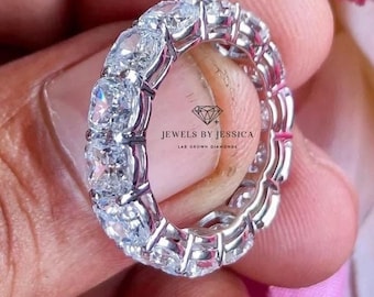 Kuddslipad alliansvigselring 8,40 ctw labbodlad diamant alliansring 4,8 mm