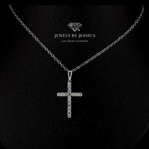 Lab Grown Diamond Cross Pendant Necklace for Men & Women | 18k Gold Religious Jewelry | Christian Diamond Cross | Gift for Him or Her