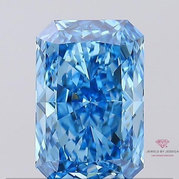 2,80 quilates. Diamante cultivado en laboratorio certificado de talla radiante azul elegante para anillo de compromiso, colgante u otra joyería, diamante CVD/HPHT