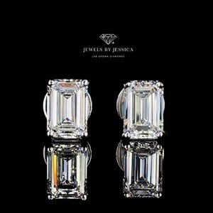 Emerald Cut Lab Diamond Stud Earrings | 0.50ct–4ctw | 14k Gold Solitaire Studs | Lab Grown Diamond Earrings | Fine Jewelry for Men & Women