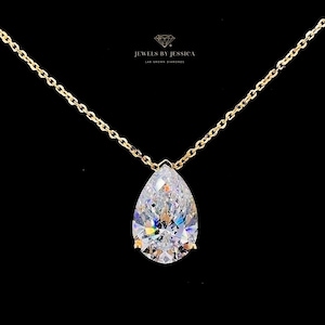6ct. Pear Lab Diamond Necklace, Pendant Necklace, Teardrop Necklace, 18k Gold Necklace, Women's Necklaces, Gift for Her, Bridal Jewelry