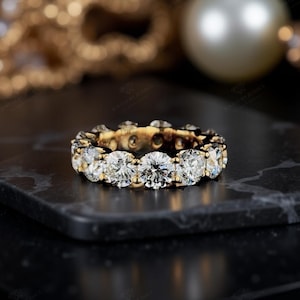 Runder im Labor gewachsener Diamant Eternity Band 10.90ctw 6 mm U Prong Ring Platin oder Gold