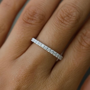 2mm Lab Grown Diamond Pavé Wedding Band | Solid Gold Eternity Stacking Ring
