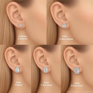 Smaragdschliff Diamant Ohrstecker: 0,50 - 4,00ctw IGI-zertifiziert in 585er Gold Bild 10