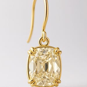 Längliches altes Kissen von Mine Lab Diamond Hellgelb Champagner Antik Style IGI Zertifiziert Bild 7