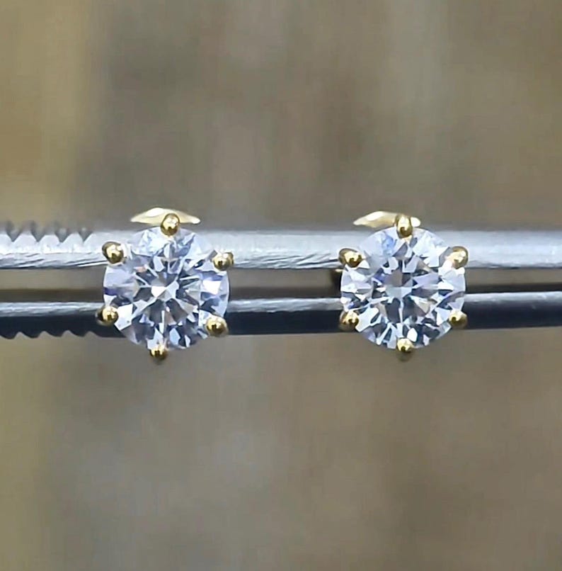 Round Lab Diamond Stud Earrings: 0.50–4.00ctw IGI Certified 6 Prong 14k Gold Setting image 8