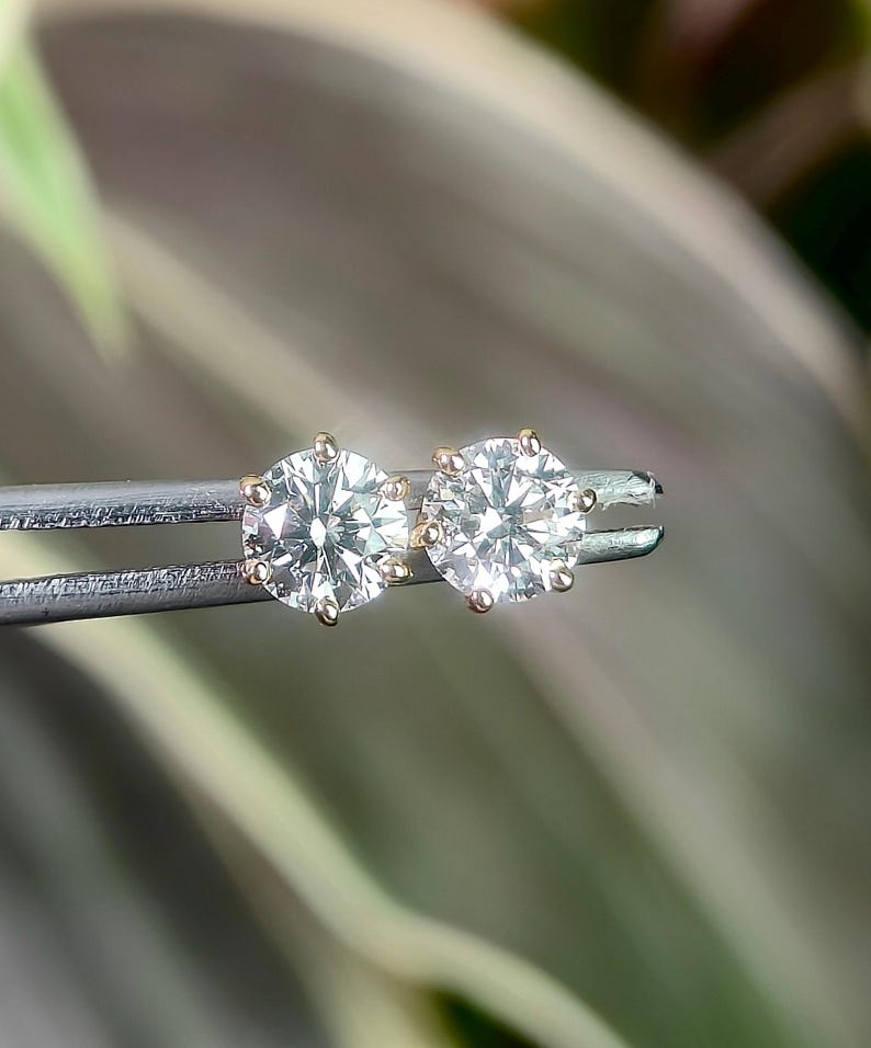 Round Lab Diamond Stud Earrings: 0.50–4.00ctw IGI Certified 6 Prong 14k Gold Setting image 9