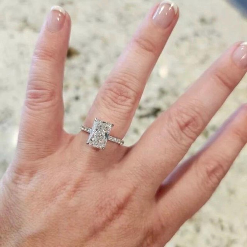 Lab Shay The Shay | Radiant Cut Lab Grown Diamond Engagement Ring | 2.80ctw Pave ...