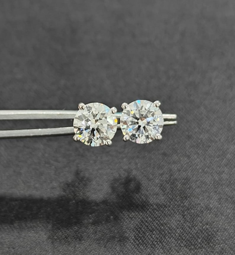 4cttw. Round Cut-Martini Set Lab Grown Diamond Earrings in 14k Gold for Women/Men, Earrings, Studs, CVD Diamonds, Engagement, Anniversary, Solitaire Studs