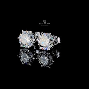 Round Lab Diamond Stud Earrings: 0.50–4.00ctw IGI Certified 6 Prong 14k Gold Setting image 6