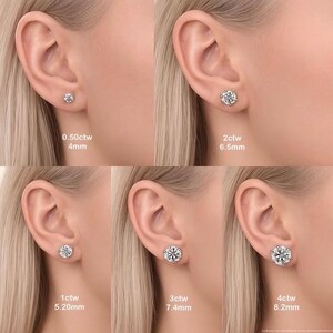 Round Lab Diamond Stud Earrings: 0.50–4.00ctw IGI Certified 6 Prong 14k Gold Setting image 11