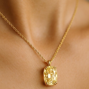 Längliches altes Kissen von Mine Lab Diamond Hellgelb Champagner Antik Style IGI Zertifiziert Bild 6