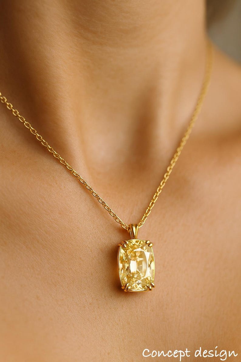 Längliches altes Kissen von Mine Lab Diamond Hellgelb Champagner Antik Style IGI Zertifiziert Bild 6