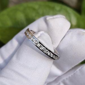 1ctw Lab Diamond Channel Set Full Eternity Band | Round Cut Wedding Ring | Lab Grown Gold Band for Men and Women | Anniversary Stacking Ring
